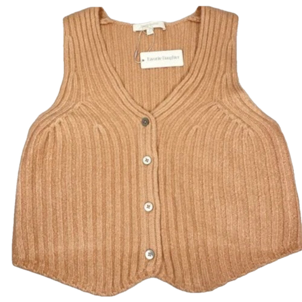 NEW FAVORITE DAUGHTER  Vest Mauve Size M Knit Top Wool Cashmere Button Down